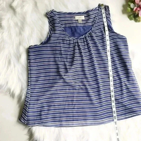 Loft Blue Striped Tank with Butterfly Open Back - Picture 5 of 7
